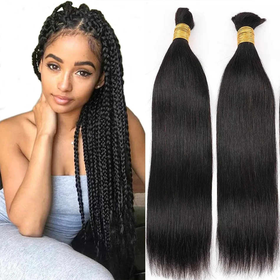 

Straight Human Braiding Hair Bundles No Weft Bulk Hair For Braiding 100% Unprocessed Remy Human Hair Extensions