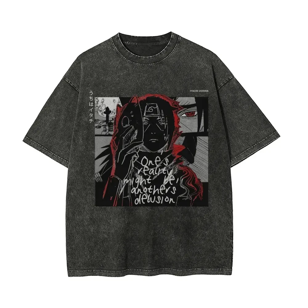 Camiseta Gaara Sand de Naruto Shippuden, Estilo Vintage Lavado, Oversize, Retro, Anime, Harajuku, Streetwear, Manga, Camisetas Gráficas para Hombre
