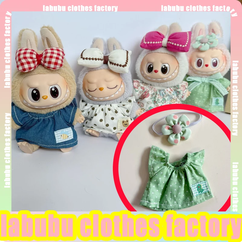 

Anime Labubu Doll Clothes Polka Dot Dress, Floral Print Dress Dolls Clothing Plush Doll Universal Labubu Clothing Accessories