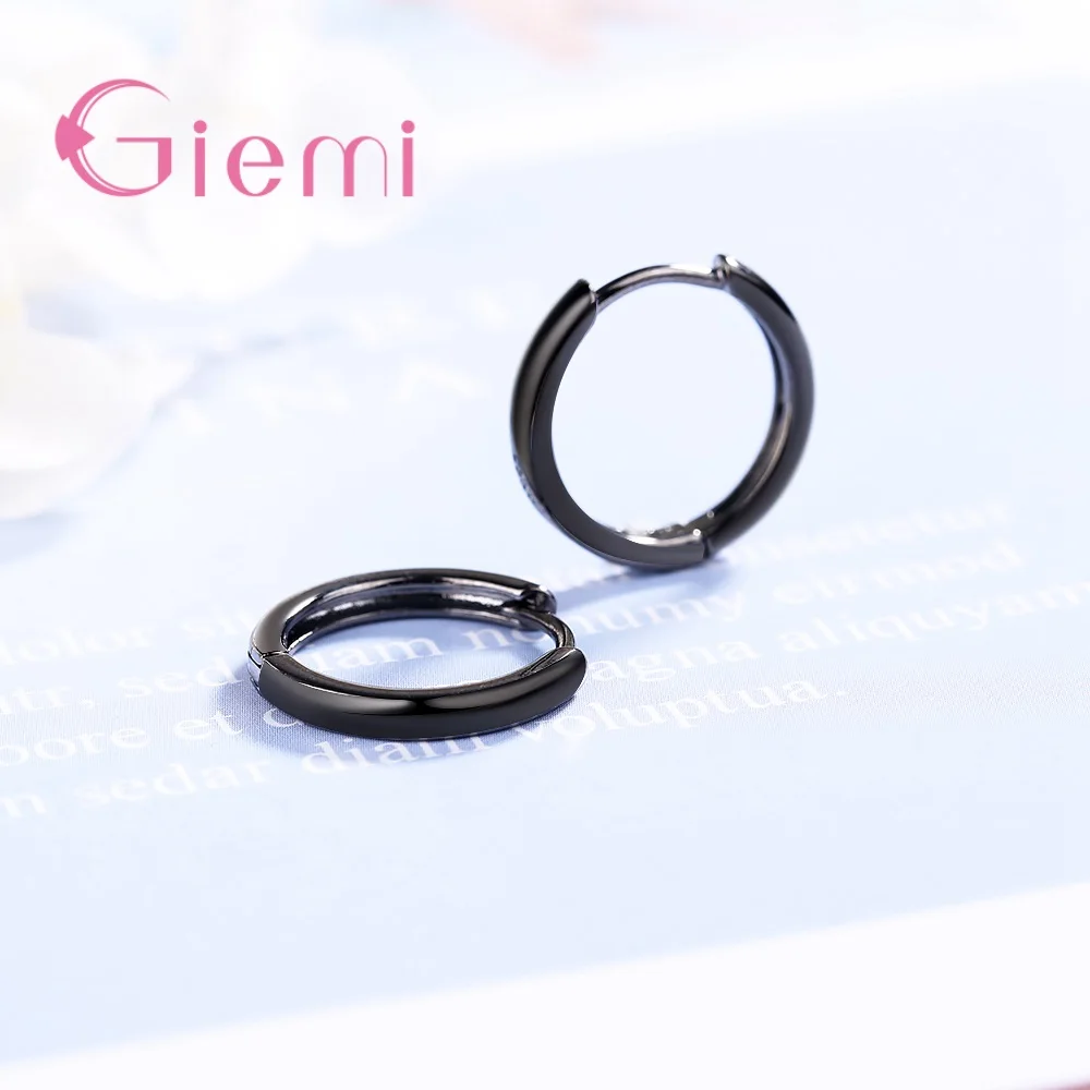 925 Silver Shiny Simple Round Circles Hoop Earrings Hook Stylish Jewelry For Women Girls Anniversary Birthday Gifts