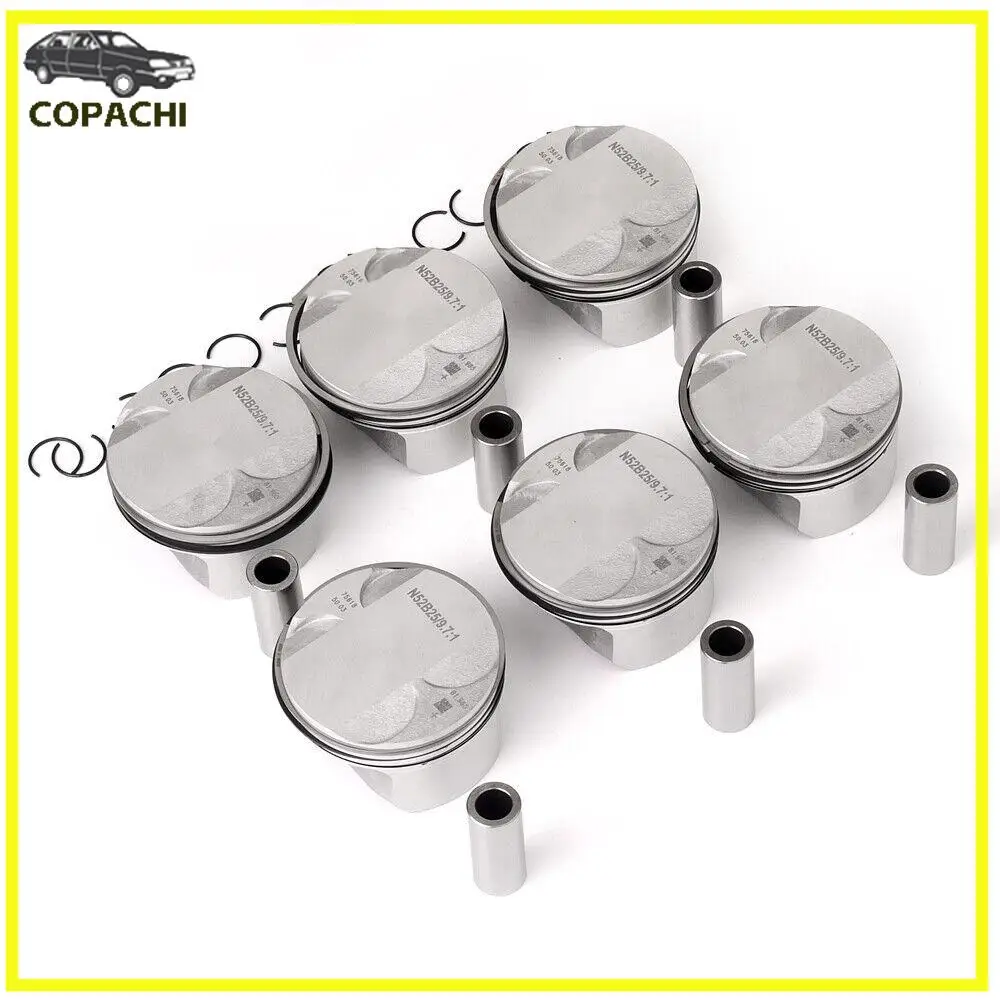 6x Pistons&Rings STD Low Compression 9.7:1 11 25 7 561 850 11 25 7 561 848 For BMW E60 E90 325i 523i N52B25 40395600 WG1016603