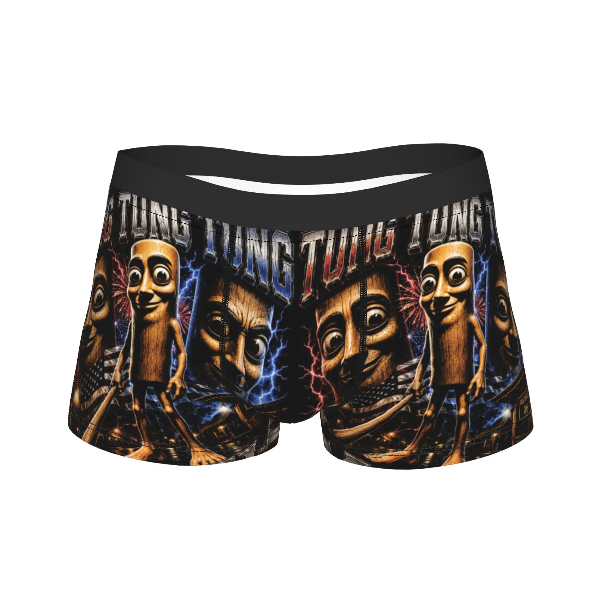 Tung Tung Tung Sahur Triple Face Italian Brainrot Meme Trunk 3D Pouch Underwear Quality Custom Boxer Brief Elastic Male Panties