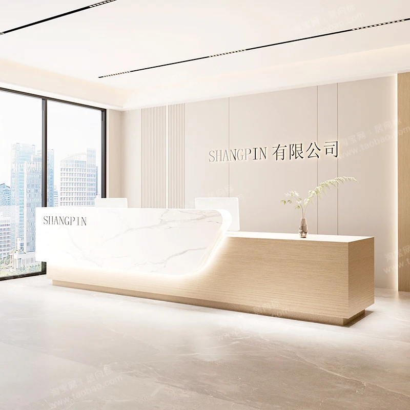 Coffee Reception Desk Help Counter Acrylic Top Reception Desk Cosmetic Study Bench Store Recepcion Mostrador Office Furniture