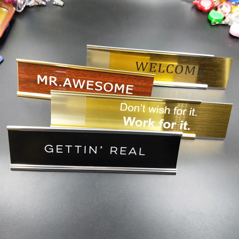 لوحات اسم المكتب الشخصية المجانية الألومنيوم الطباعة مخصص مكتب عمل لوحات اسم مكتب الأعمال مكتب حامل تسجيل 20x6 سنتيمتر #4