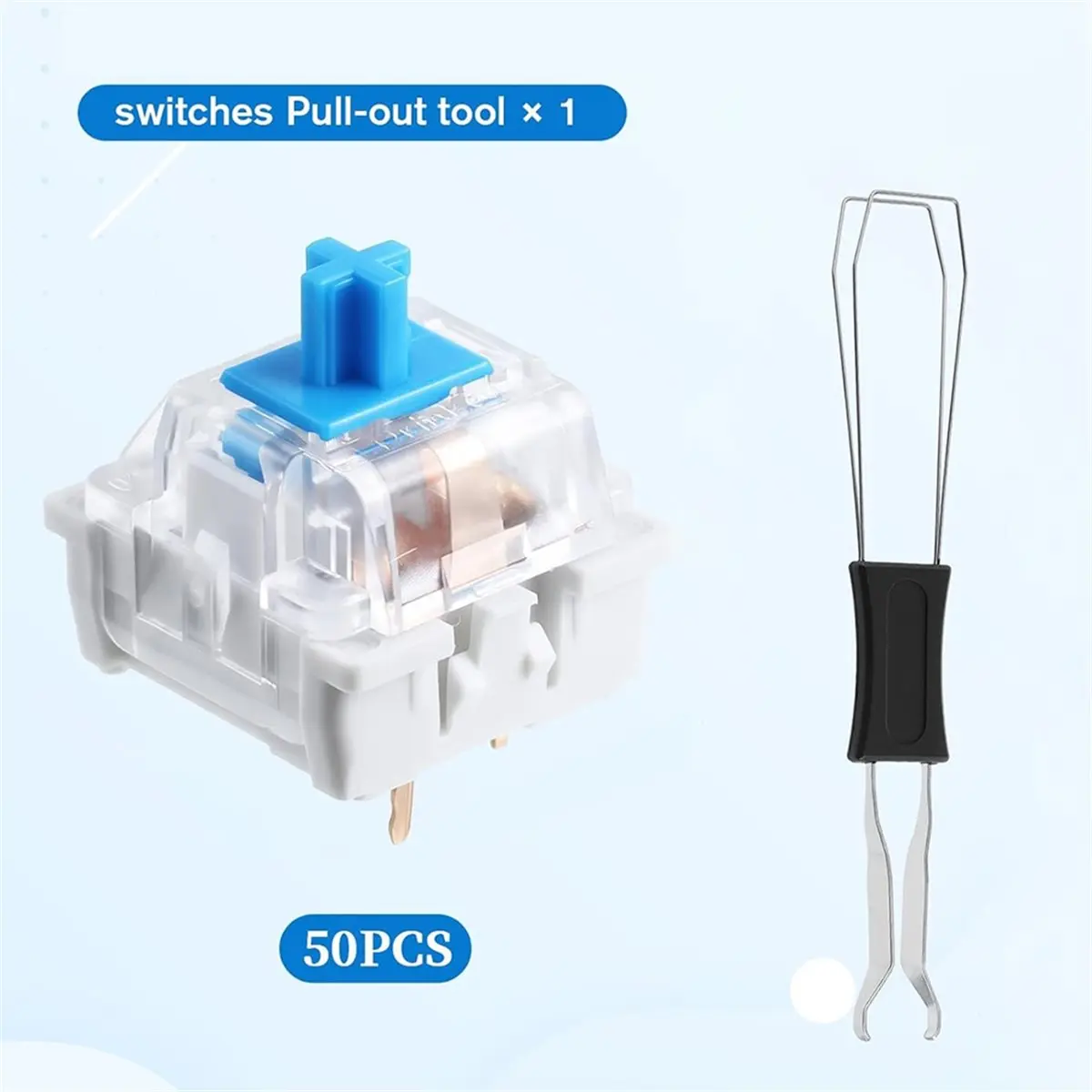 50 Blue Keyboard Clickers for 3D Printed Mechanical Keyboard Switches, with Removal Tools, Dustproof and Waterproof - view 3