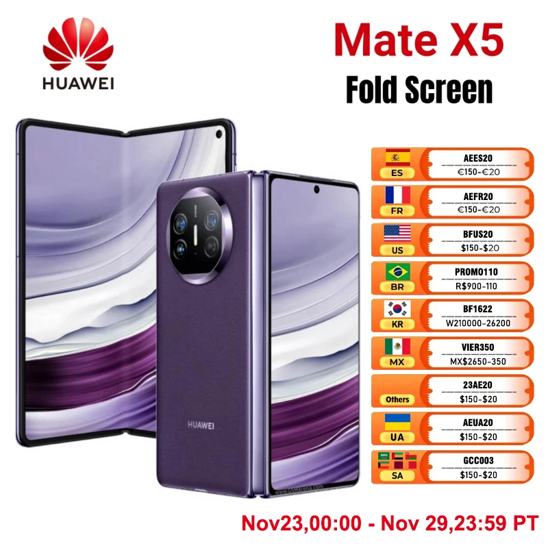 HUAWEI-Smartphone d\'origine Mate X5, téléphone portable avec écran de 7.85 pouces, Kirin 9000S, 16/09/2018, yOS 4.0, appareil photo de 50MP, 5060mAh