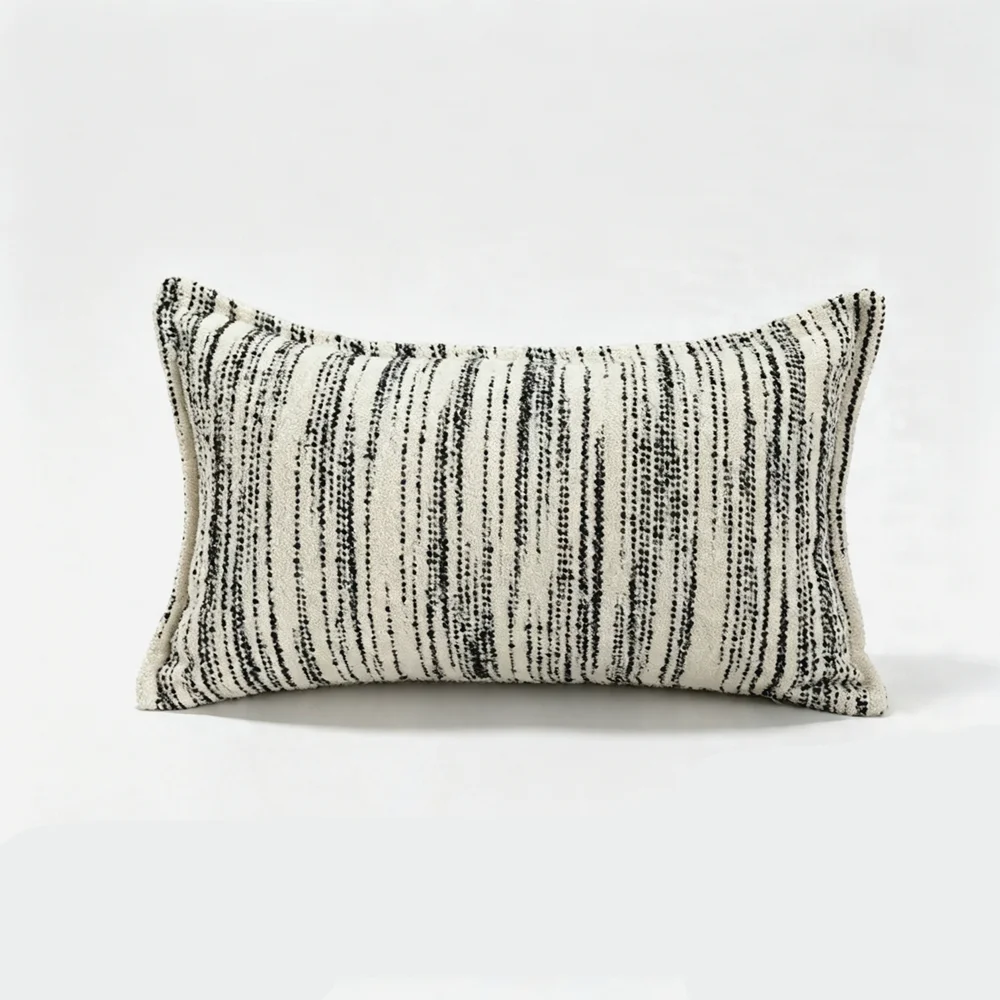 HINYEATEX Striped Black White Woven Decorative Home Sofa Lumbar Pillow Case Sqaure Modern Throw Cushion Cover 1 Piece Pack