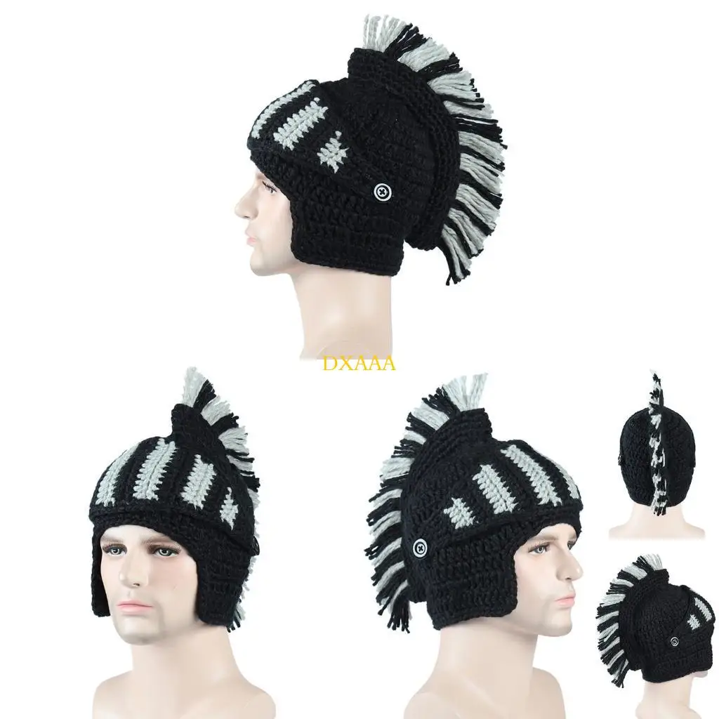 dxaa-gorro-caballero-romano-punto-divertido-con-borla-y-orejeras-barbaras-con-mascara
