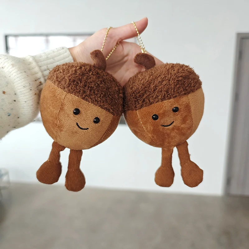 Cute Acorn Plush Toy Keychain Cartoon Soft Stuffed Doll Pendant Car Key Ring Backpack Bag Decor Kid Gift