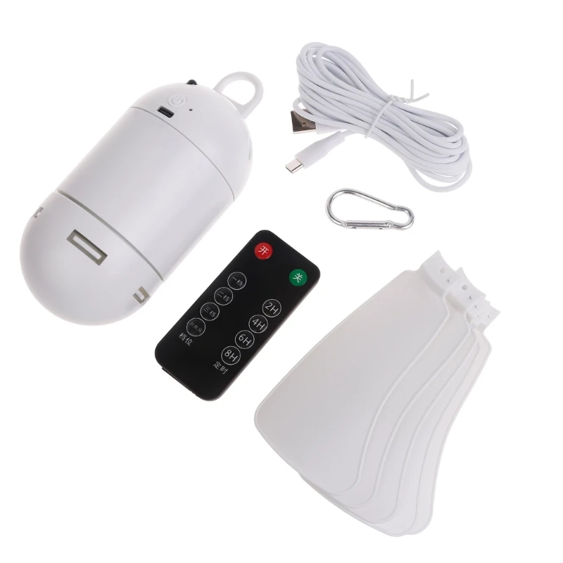 GérSilent-Ventilateur de Plafond USB Portable avec Synchronisation et Télécommande, Gazébo d'Extérieur, Tente de Dortoir, 4000mAh, 10.6 Pouces