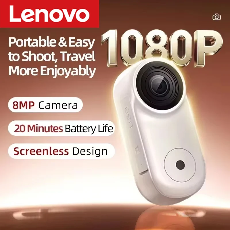 Cámara de acción WiFi Lenovo Mini 4K HD, cámara POV de pulgar, cámara deportiva portátil, grabadora para casco, cámara corporal magnética de bolsillo