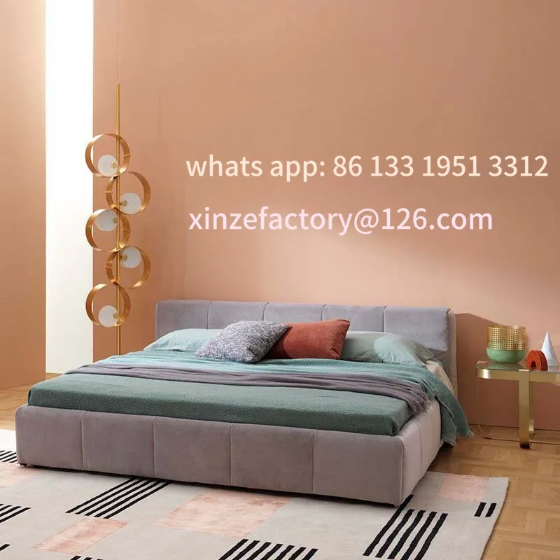 

Customizable pixel bed Italian minimalist modern minimalist tatami soft bag matte fabric villa double master bedroom wedding bed