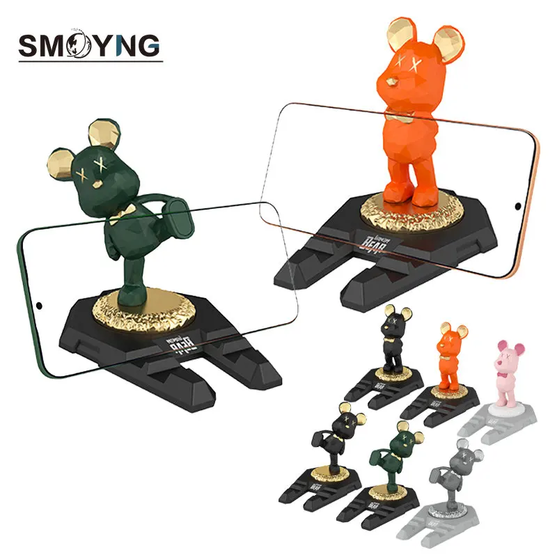 SMOYNG Violent Bear Tablet Phone Holder Stand Decoration Kawaii Accessories Aesthetic Room Decor Gadgets Desktop Sculpture Gift