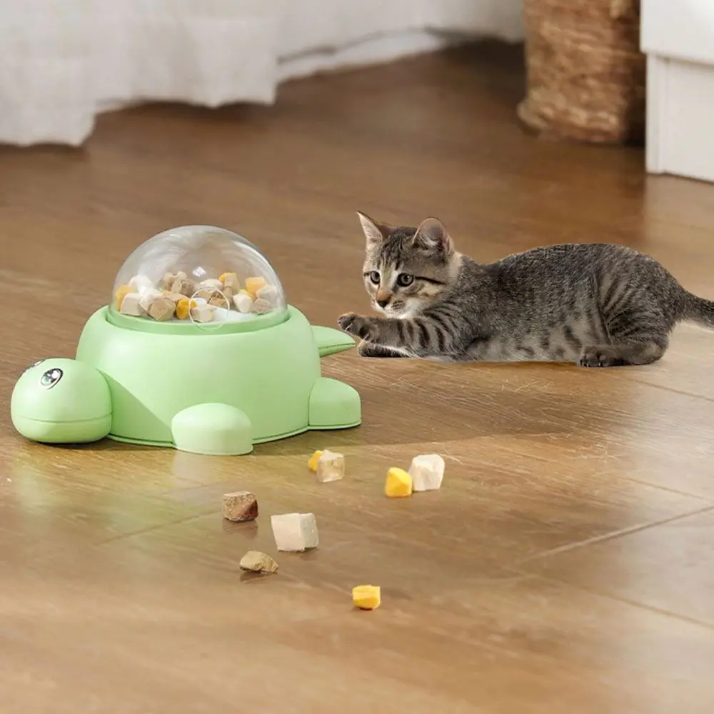 

Green Turtle-Shaped Pet Toy Feeder Foot-Press Rotating with 3 Lids Cat Treat Dispenser Easy To Install 15/20/25mm Hole