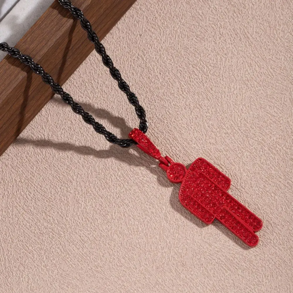 Colgante de hombrecito de dibujos animados a la moda, colgante de diamantes de imitación de circón con cabeza torcida, colgante de Hip Hop de moda de lujo Unisex