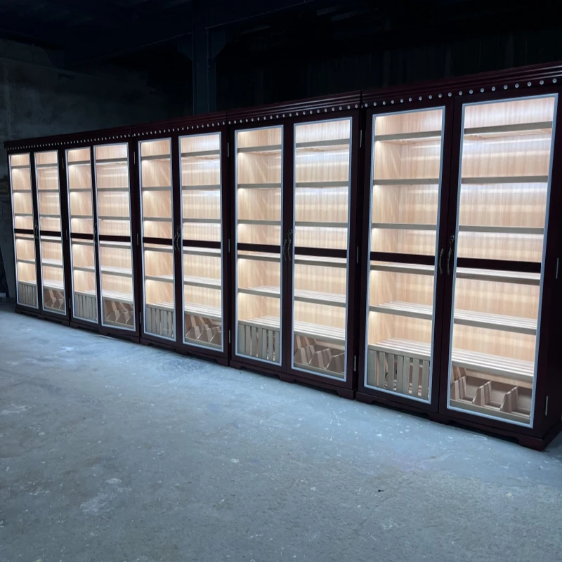 customized.Large Spanish Cedar Wood Cigar Display Cabinet Smoke Shop Display Cabinets Humidifier Cigar Cabinet Humidor