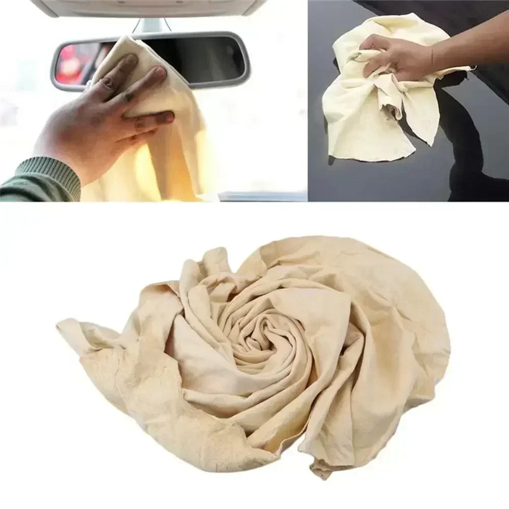 Natural Chamois Leather Car Washing Towels Super Absorbent Car Home Window Glass Drying Cleaning Cloth Quick Dry Car Wash Towel - view 4