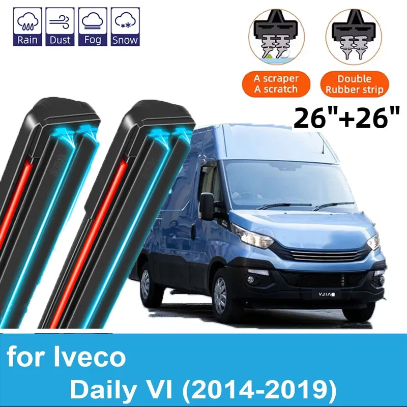 

2PCS Car Wiper Blades for 2014-2019 Iveco Daily VI Front Windscreen Windshield Double Rubber Car Accessories 2016 2017 2018 2019