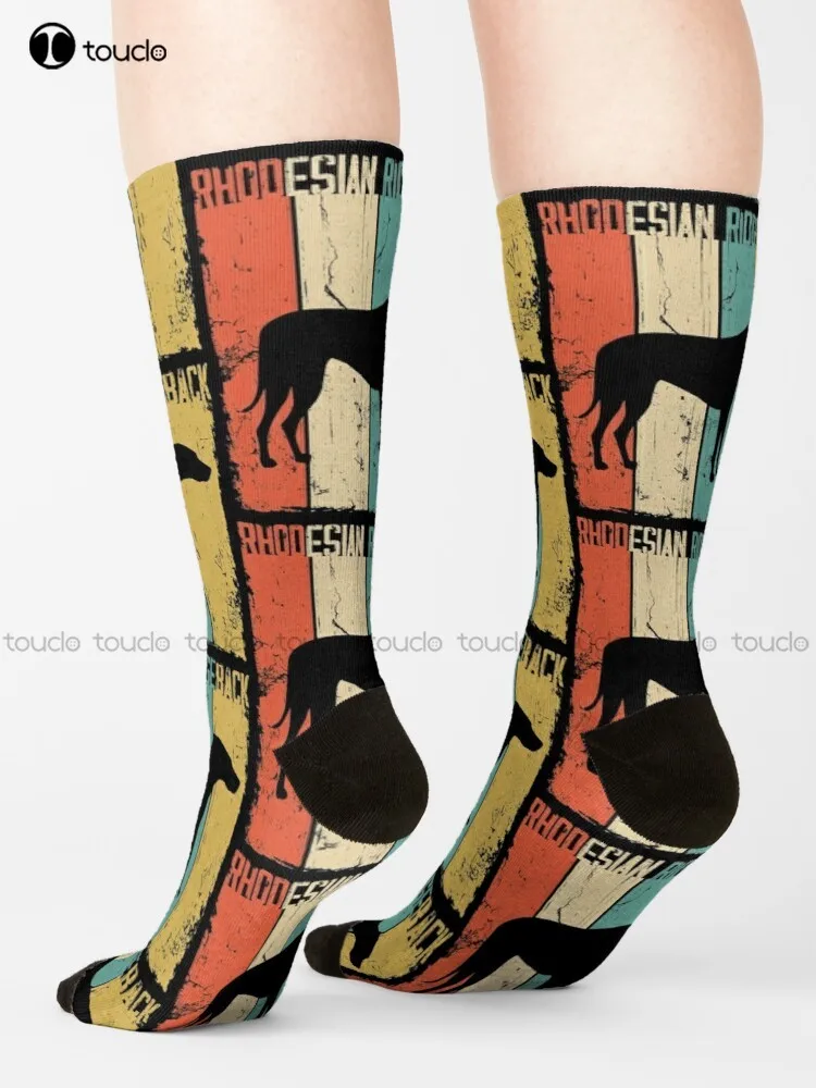 Rhodesian Ridgeback Dog Vintage Retro Style Socks Work Socks Personalized Custom Unisex Adult Teen Youth Socks Hd High Quality