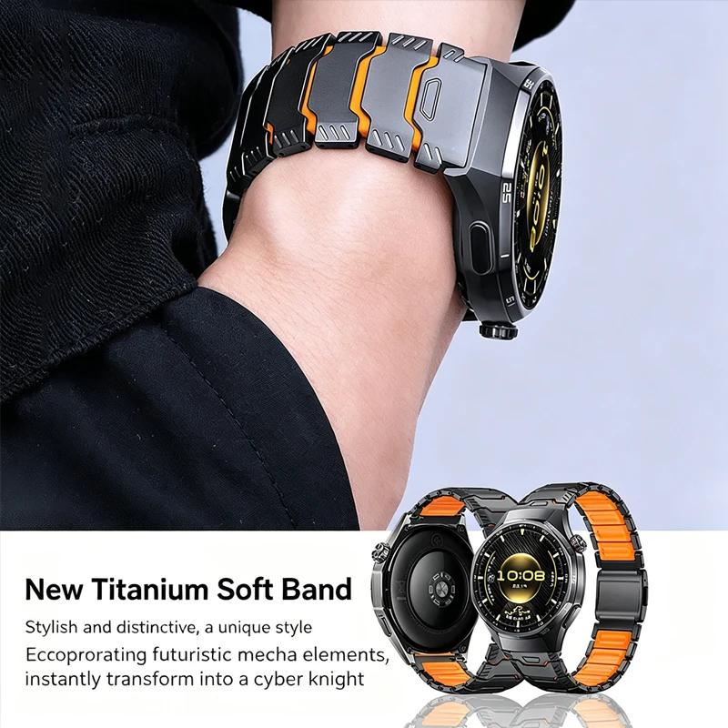 

22mm Titanium Silicone Strap for Huawei Watch GT6 GT5 4 Pro Magnetic Band for 47mm 46mm 44mm 40mm Dial Smartwatch Men Bracelet