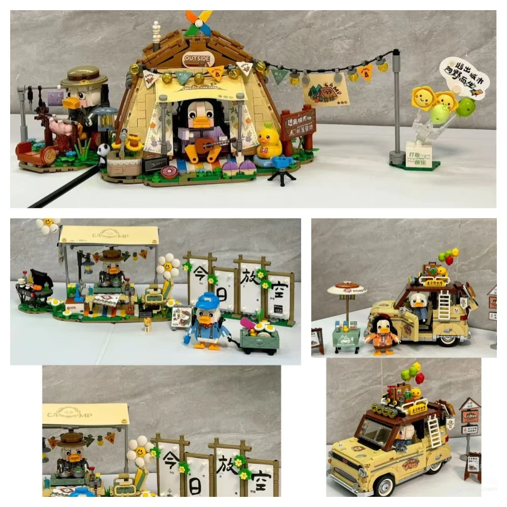 Miniatur-Bausteine für Campingszenen, kreativer DIY-Grillständer, Campingzelt, Kaffeewagen, Spielzeug, Puzzle, Geburtstagsgeschenk