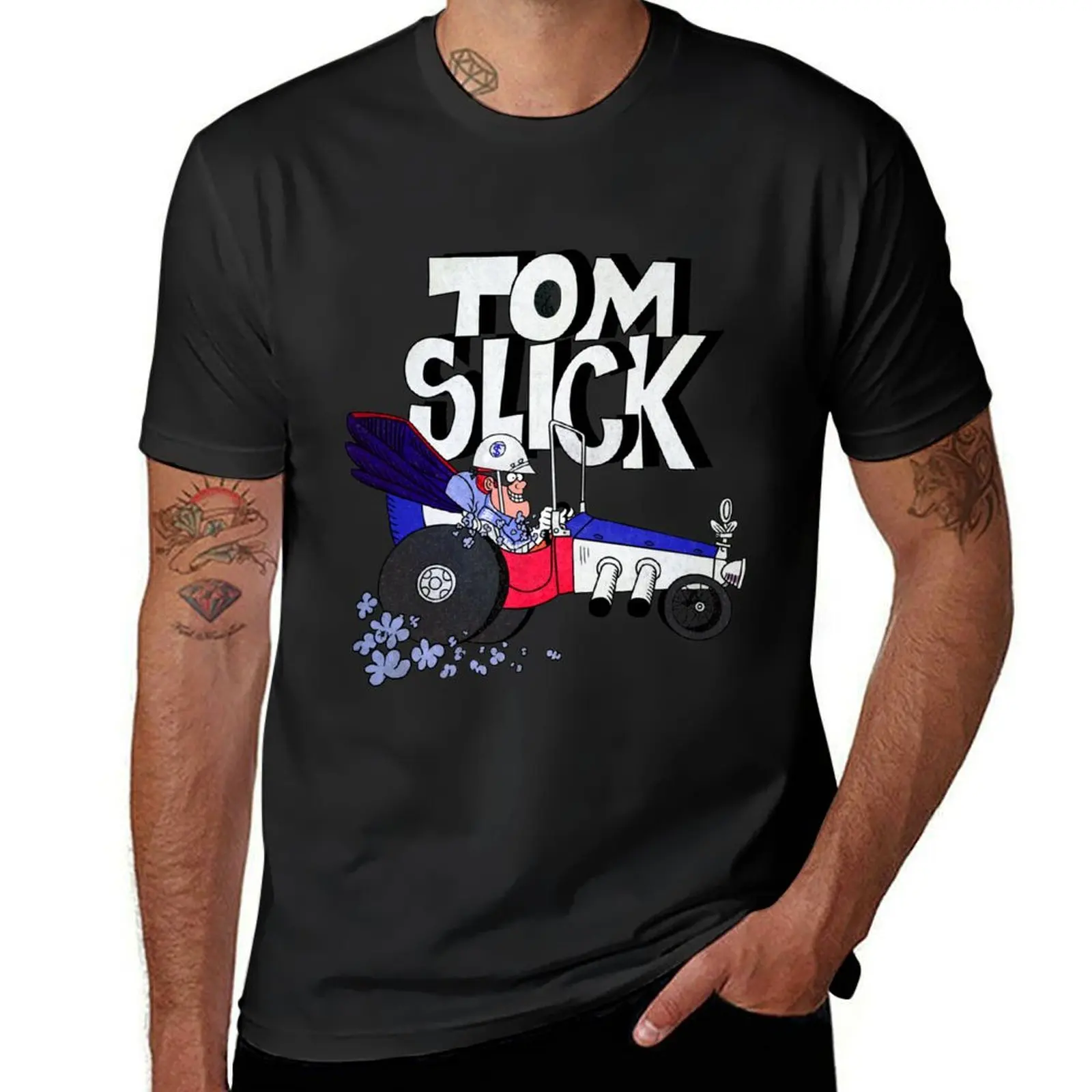 Tribute to Jay Ward Cartoons: Tom Slick in the Thunderbolt Grease Slapper with Logotype T-Shirt