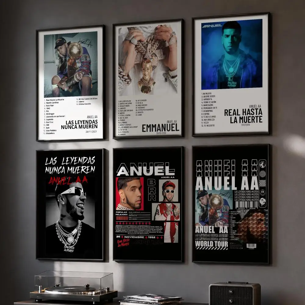 A-Anuel AA Rapper Album Poster HD Home Wall Stickers House Hallway Living Room Bedroom Bar Office Decor Art Prints