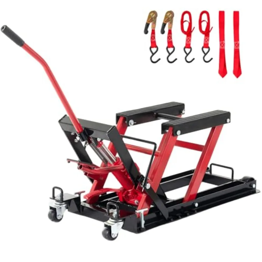 

Портативный гидравлический подъемник для мотоцикла с ножным управлением для удобного обслуживания транспортных средств, регулируемая высота от 5 до 14,5 дюймов