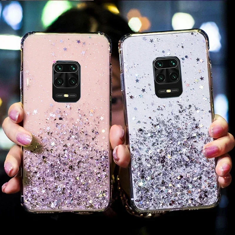 Transparent Bling Glitter Case For Xiaomi Redmi Note 9S 9 S Case Soft Clear Shining Sequin Back Cover For Redmi Note 9 Pro Case