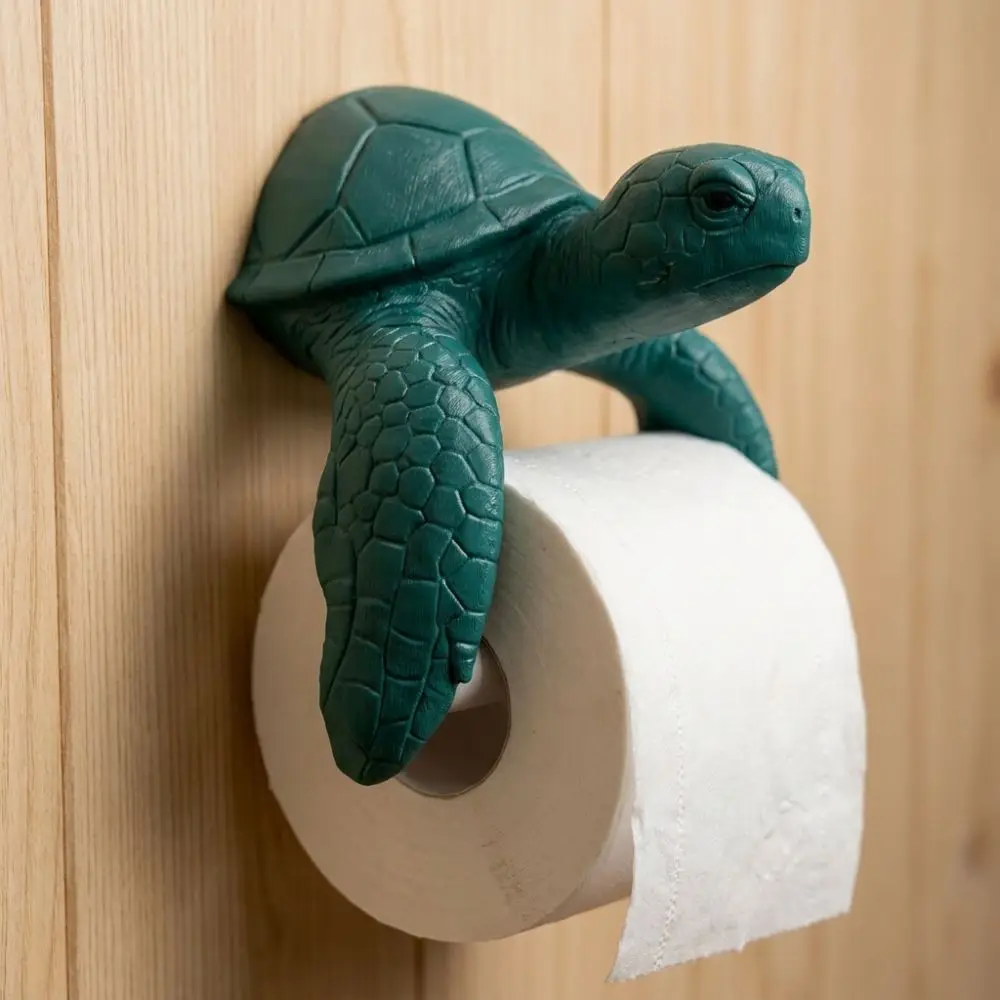 Funny Shark Turtle Toilet Paper Holder Wall Mounted Resin Toilet Tissue Rack Ocean Animal Coastal Style Tissue Roll Holder Home