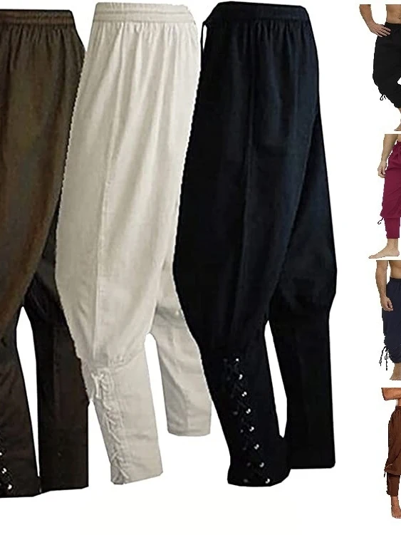 

Мужские ретро-брюки в стиле пиратов, повседневные, свободного кроя, с завязками на талии, дышащие, приятные к телу