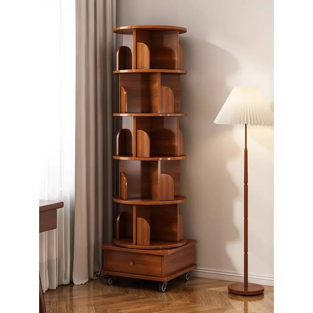 

Bookshelves rotate 360 degrees floor shelves, student storage shelves, household simple wheels, movable storage bookcases