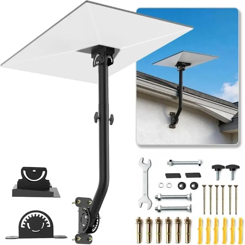 R53C Exterior Satellite Dish Holder for Wall Roofline and Garage Use