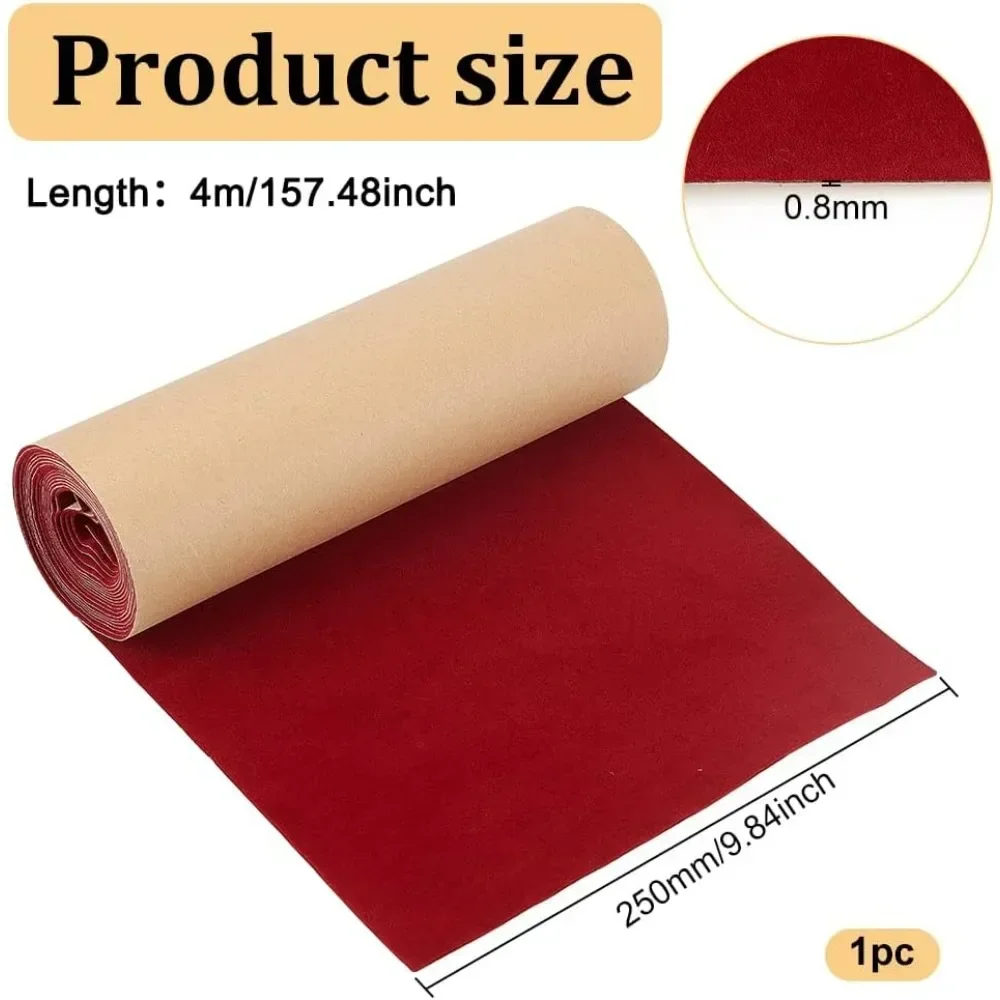 9.84x0.03inch Self Adhesive Velvet Fabric, Dark Red Flock Liner Velvet Fabric for Jewelry Drawer Craft Fabric Upholstery Peel