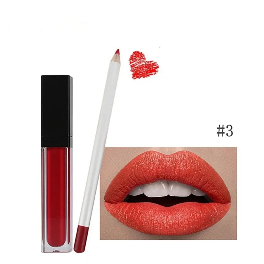 Custom 16colors Non-stick Cup Liquid Lipstick & Lipliner Kit Waterproof Matte Long Lasting Easy To Apply Lipgloss Set Bulk