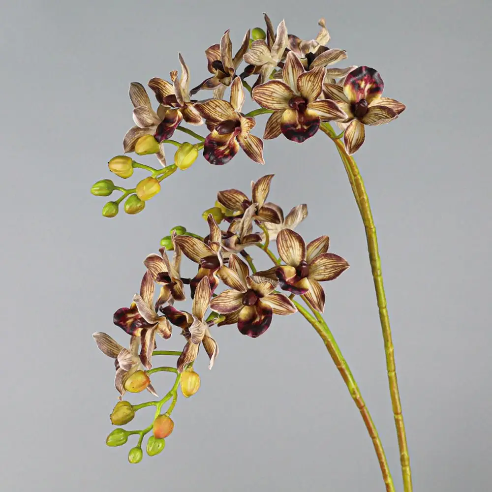 2 Ramas Artificiales de Phalaenopsis, Flores de Orquídea Mariposa Artificiales Realistas al Tacto, Flores Falsas Hechas a Mano