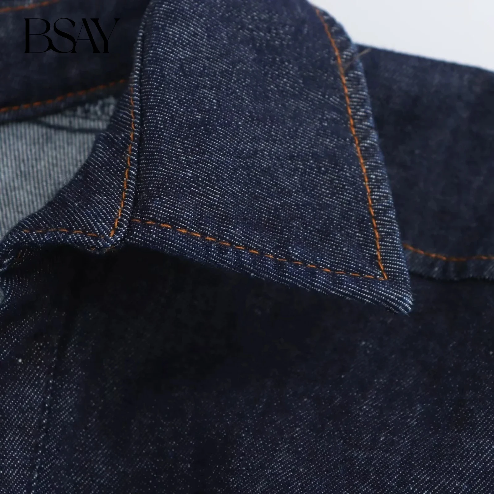 BSAY Damesmode Nieuwe Denim Lange Mouwen Single Breasted Revers Vintage Shirt Stijl Jurk Frankrijk Chique Vrouwelijke Avond Mujer