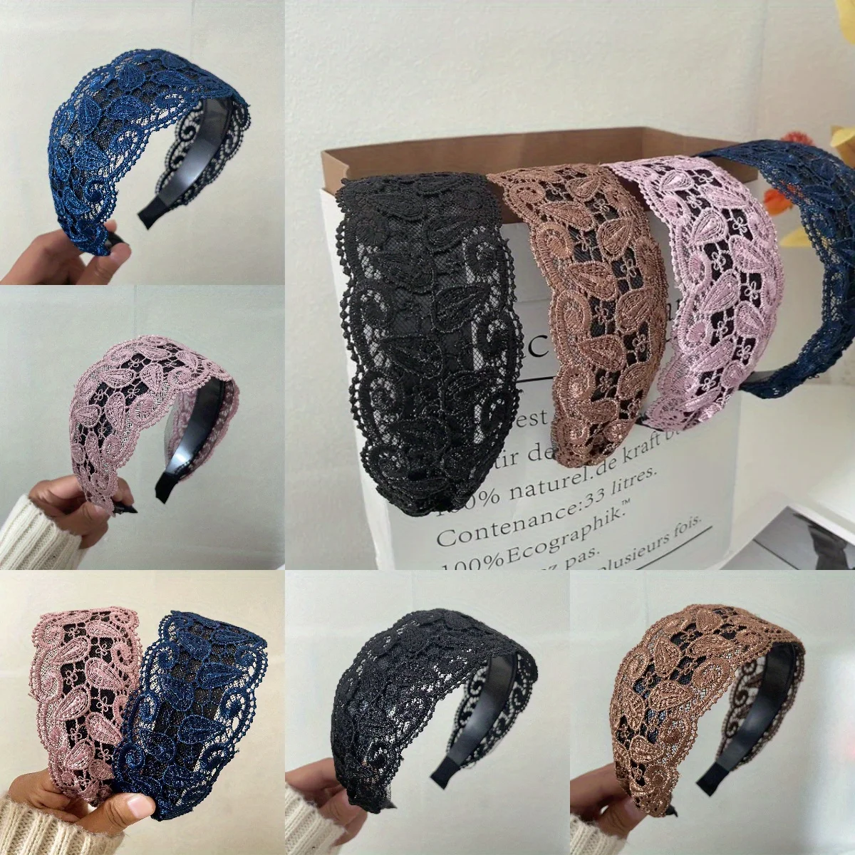 

Wide Mesh Headband with Teeth Non-Slip Design Breathable Forest Style Elegant Hair Band for Home Use Face Washing Skincare