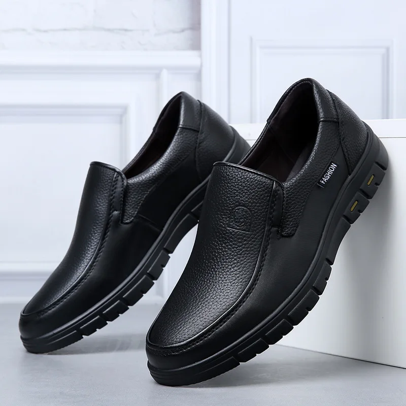 

Men's Leather Shoes Soft Anti-slip Rubber Casual Loafers Warm Businenss Male Luxury Dad Dress Comfortable Footwear