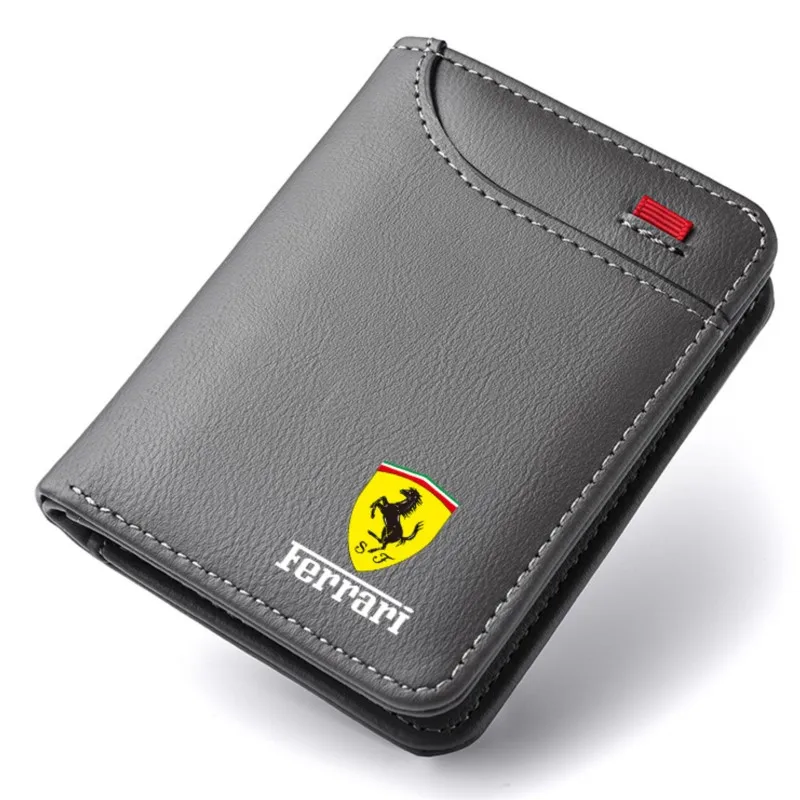 Car Emblem Soft Wallet Leather Mini Credit Card Purse Portable Small Wallet For Ferrari Roma Spider SF90 Competizione LaFerrari