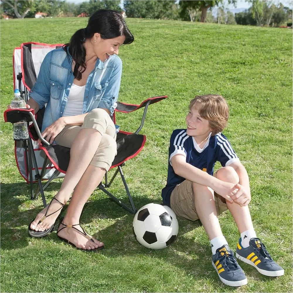 Collapsible Canopy Chair for Outdoor Adventures, Grey and Red