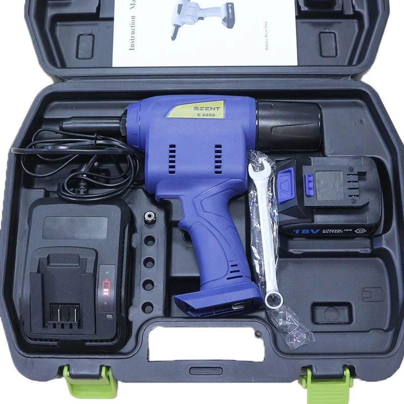 18V Lithium Battery Electric Rivet Gun 4.0-7.5mm Cordless Portable Riveting Gun SZENT-E6000