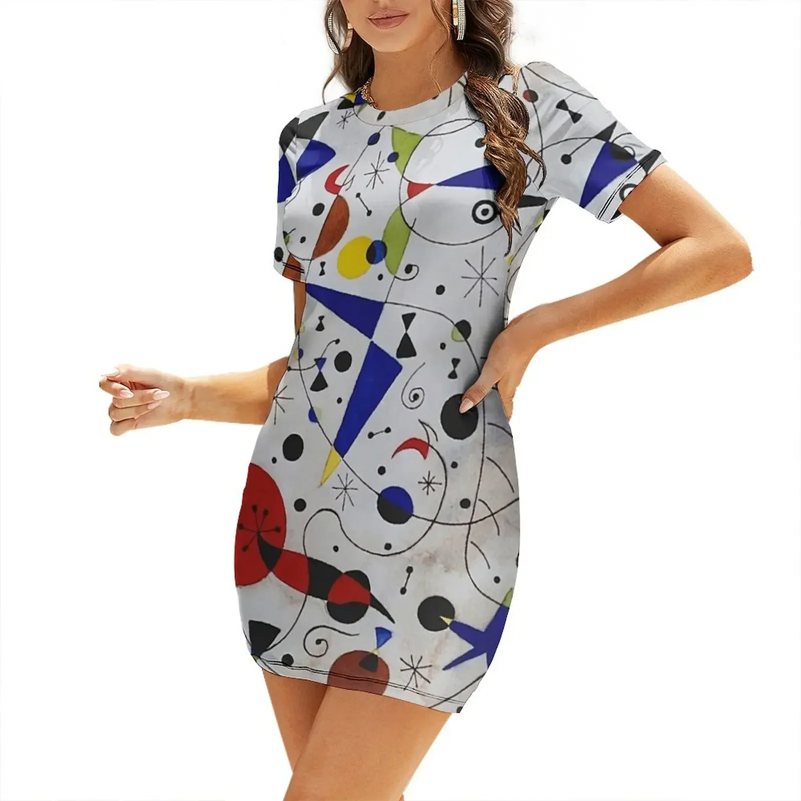 

Miro's Cat Encircled by the Flight of a Bird Short-Sleeved Dress women dresses dresses for women 2026 luxury designer party