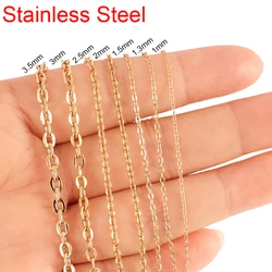 1 Meter 1.5/2/3Mm Goud Bulk Roestvrij Staal Kettingschakel Ketting Vinden Diy O Vorm Kabel Ketting Sieraden Maken Armband Benodigdheden