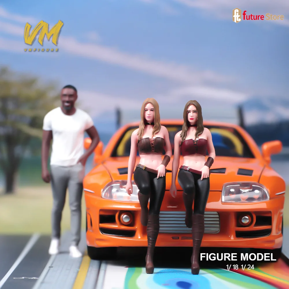 Miniature Figure 1/87 1/64 1/43 1/24 1/18 Sexy Girl Stand By the car Mini Diorama Figurines Doll Model Scene Props Decor