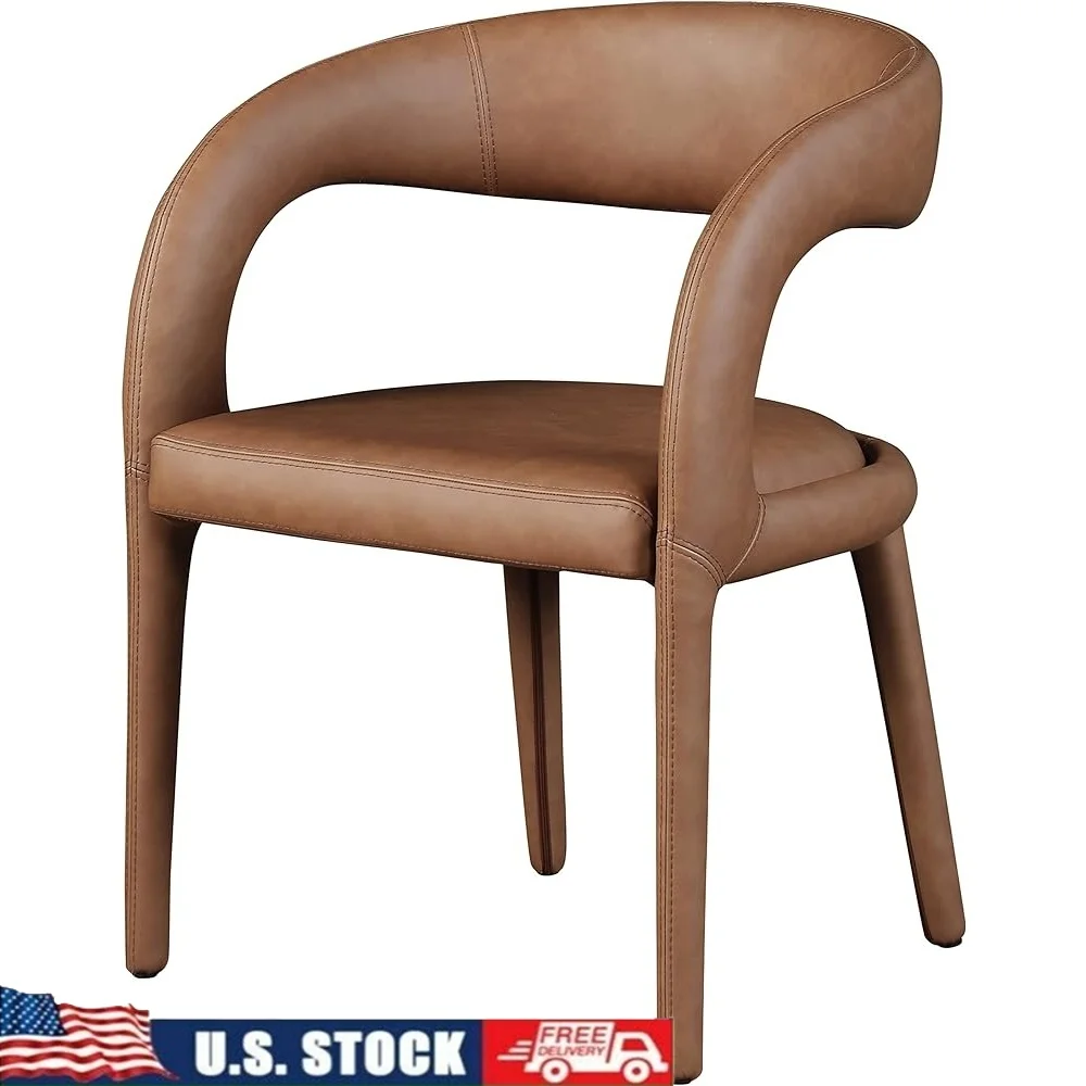 

Modern Vegan Leather Dining Chair Upholstered Rounded Back Durable Soft Fabric Contemporary Design Home Furniture 23.5W x 22D x