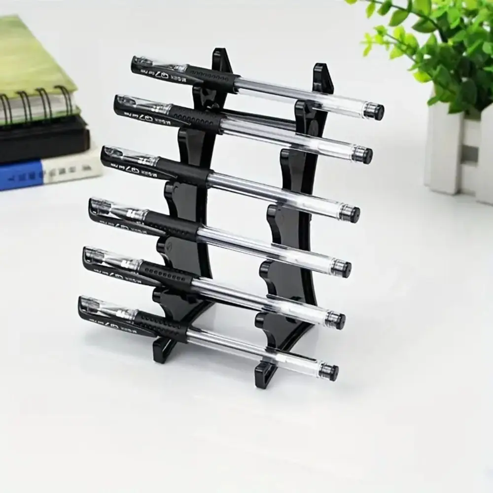 Transparent 6-bit Ballpoint Pen Holder Simple Ladder Shelf Eyebrow Pencil Holder Aesthetic Room Decor Makeup Display Stand