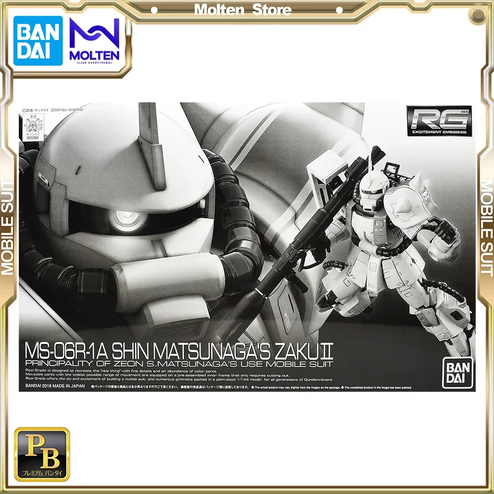 BANDAI Original PB RG 1/144 MS-06R-1A ZAKU II SHIN MATSUNAGA Plastic Model Kit Assembly/Assembling Anime Action Figure