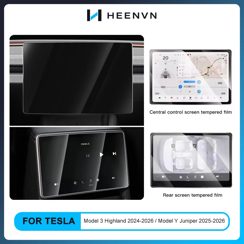 Heenvn Panzerglasfolie für Tesla Model 3 Highland 2024-2026 Mittelkonsole HD-Display Displayschutz Zubehör