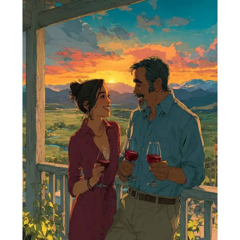 

PhotoCustom Landscape Diy Painting By Numbers Kits Sunset Couple Hand Painted Paint By Numbers Unique Gift For Home Decor